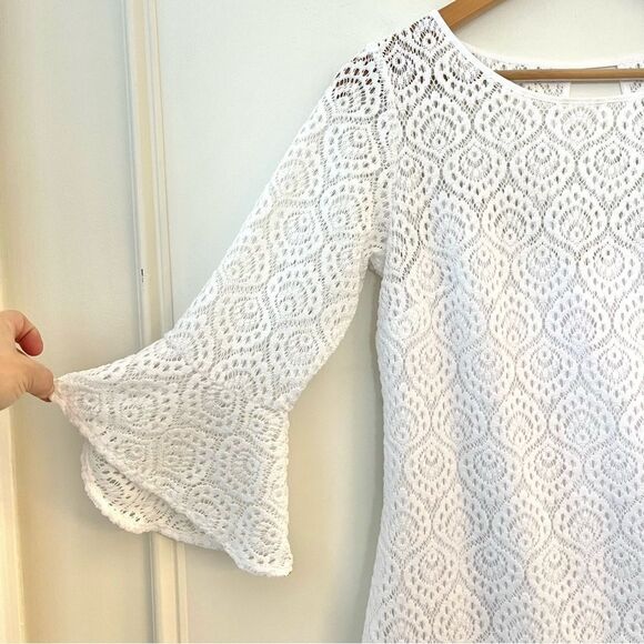 Lily Pulitzer Fontaine Mini Dress White With Built in Slip and 3/4 Sleeve Small - Picture 5 of 11